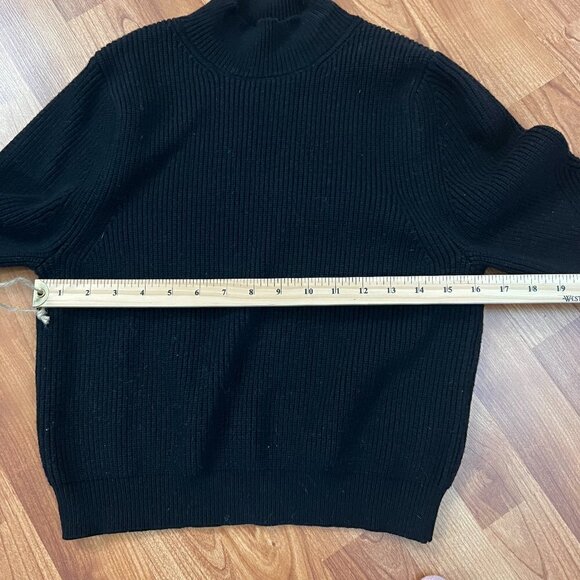 Zara Knit Black Cropped Puff Bishop Sleeve Sweater Sz S Small - Picture 7 of 9